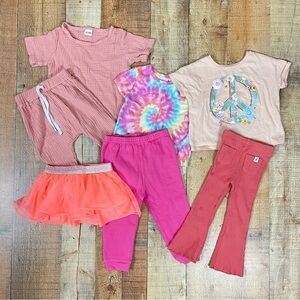 Garanimals Easy-Peasy 18 Months Boho Tie Dye Hippie Ribbed Pastel Bundle Gauze